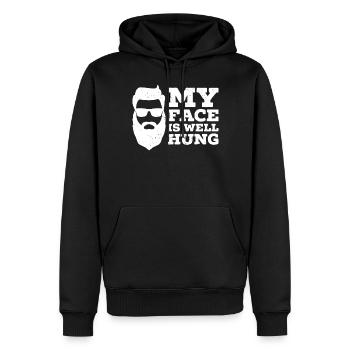 Amant barbe Homme barbu Mon visage est - Sweat à capuche Premium bio Homme - noir - Devant - Nico (187cm)