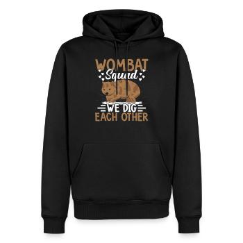 Wombat Squad Wir Graben Uns Gegenseitig - Männer Premium Bio Hoodie - Schwarz - Vorne - Nico (187cm)