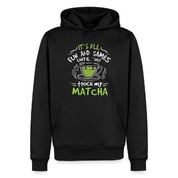 Grüntee-Liebhaber Japanischer Matcha-Latte-Drink - Männer Premium Bio Hoodie - Schwarz - Vorne - Nico (187cm)