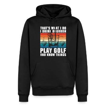 Bourbon & Golf Whikey Golfspieler Golfeur - Sweat à capuche Premium bio Homme - noir - Devant - Nico (187cm)