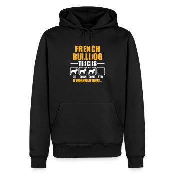 Astuces de bouledogue français - Sweat à capuche Premium bio Homme - noir - Devant - Nico (187cm)