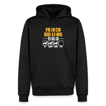 Astuces de bouledogue français - Sweat à capuche Premium bio Homme - noir - Devant - Nico (187cm)
