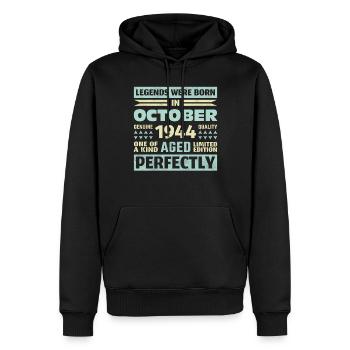 79ème anniversaire Octobre Millésime 1944 Millésime - Sweat à capuche Premium bio Homme - noir - Devant - Nico (187cm)