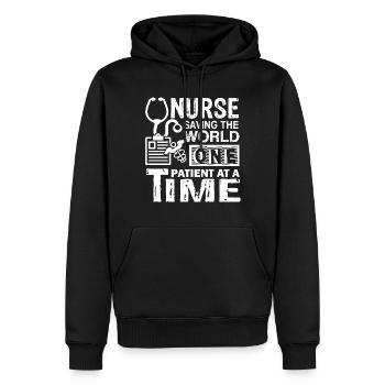 Nurse Nurse Saving The World - Men’s Premium Organic Hoodie - black - Front - Nico (187cm)