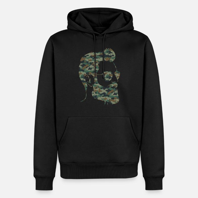 Beard Lover Bearded Man Camo - Männer Premium Bio Hoodie - Schwarz