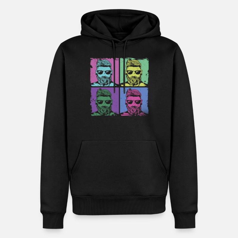 Beard Lover Bearded Man Retro - Männer Premium Bio Hoodie - Schwarz
