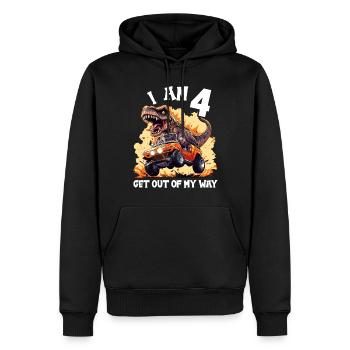 T-Rex fährt Monster Truck Ich bin 4. Geburtstag - Männer Premium Bio Hoodie - Schwarz - Vorne - Nico (187cm)