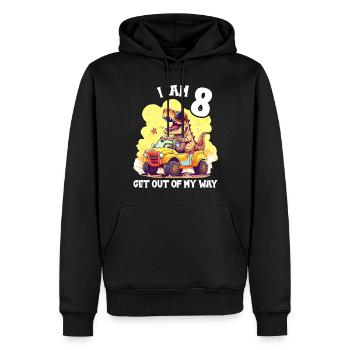 T-Rex conduit un camion monstre J’ai 8e anniversaire - Sweat à capuche Premium bio Homme - noir - Devant - Nico (187cm)