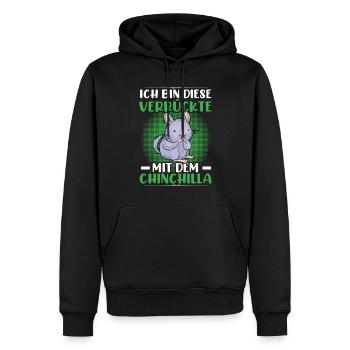 Verrückte mit Chinchilla Nagetier Wollmaus - Männer Premium Bio Hoodie - Schwarz - Vorne - Nico (187cm)