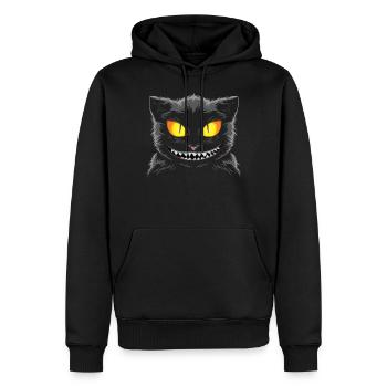 Schwarze Grinse Katze - Männer Premium Bio Hoodie - Schwarz - Vorne - Nico (187cm)
