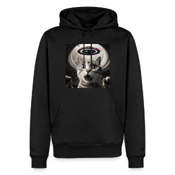 Drôle de chats anxieux selfie OVNI Alien - Sweat à capuche Premium bio Homme - noir - Devant - Nico (187cm)