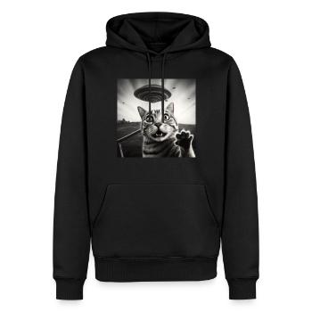 Drôle de chats anxieux selfie OVNI Alien - Sweat à capuche Premium bio Homme - noir - Devant - Nico (187cm)