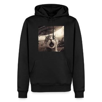 Drôle de chats anxieux selfie OVNI Alien - Sweat à capuche Premium bio Homme - noir - Devant - Nico (187cm)