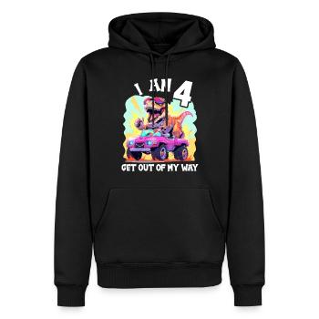 T-Rex fährt Monster Truck Ich bin 4. Geburtstag - Männer Premium Bio Hoodie - Schwarz - Vorne - Nico (187cm)