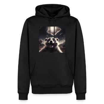Lustig Erschrecktes Waschbär Selfie UFO Alien - Männer Premium Bio Hoodie - Schwarz - Vorne - Nico (187cm)