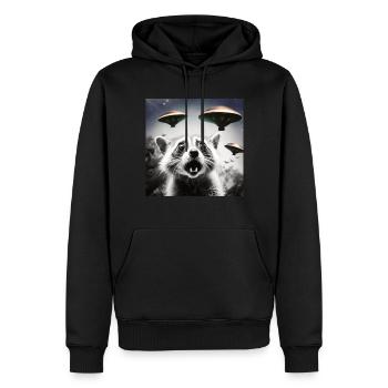 Lustig Erschrecktes Waschbär Selfie UFO Alien - Männer Premium Bio Hoodie - Schwarz - Vorne - Nico (187cm)