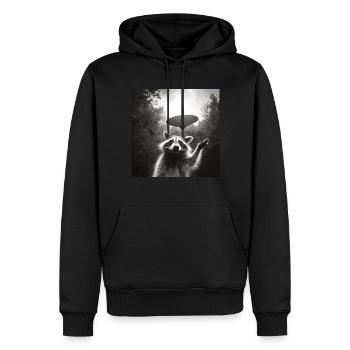 Lustig Erschrecktes Waschbär Selfie UFO Alien - Männer Premium Bio Hoodie - Schwarz - Vorne - Nico (187cm)