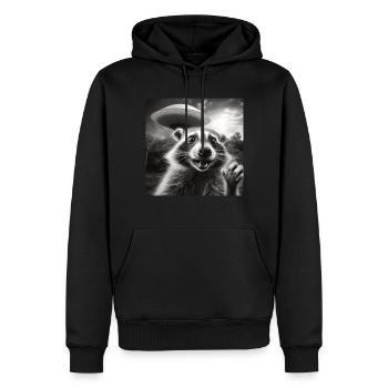 Lustig Erschrecktes Waschbär Selfie UFO Alien - Männer Premium Bio Hoodie - Schwarz - Vorne - Nico (187cm)