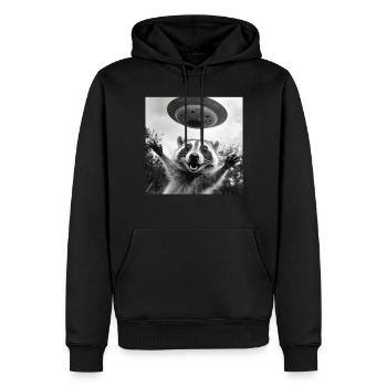 Lustig Erschrecktes Waschbär Selfie UFO Alien - Männer Premium Bio Hoodie - Schwarz - Vorne - Nico (187cm)
