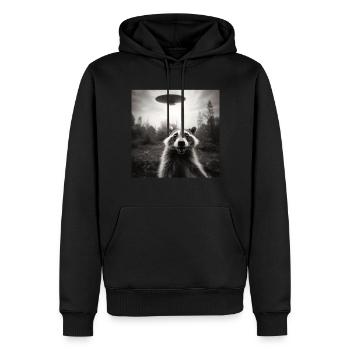 Lustig Erschrecktes Waschbär Selfie UFO Alien - Männer Premium Bio Hoodie - Schwarz - Vorne - Nico (187cm)