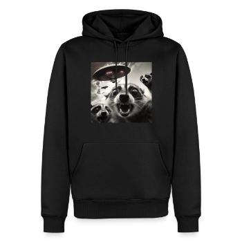 Lustig Erschrecktes Waschbär Selfie UFO Alien - Männer Premium Bio Hoodie - Schwarz - Vorne - Nico (187cm)