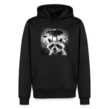 Lustig Erschrecktes Waschbär Selfie UFO Alien - Männer Premium Bio Hoodie - Schwarz - Vorne - Nico (187cm)