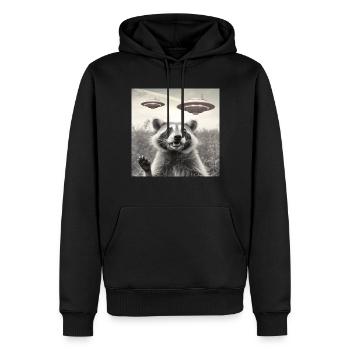 Lustig Erschrecktes Waschbär Selfie UFO Alien - Männer Premium Bio Hoodie - Schwarz - Vorne - Nico (187cm)