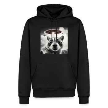 Lustig Erschrecktes Waschbär Selfie UFO Alien - Männer Premium Bio Hoodie - Schwarz - Vorne - Nico (187cm)