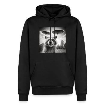 Lustig Erschrecktes Waschbär Selfie UFO Alien - Männer Premium Bio Hoodie - Schwarz - Vorne - Nico (187cm)