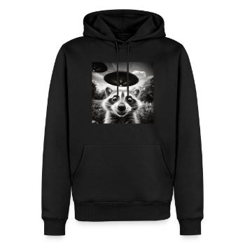 Lustig Erschrecktes Waschbär Selfie UFO Alien - Männer Premium Bio Hoodie - Schwarz - Vorne - Nico (187cm)