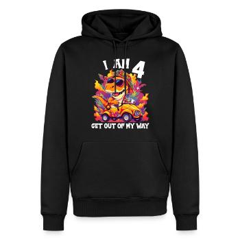 T-Rex conduit un camion monstre J’ai 4e anniversaire - Sweat à capuche Premium bio Homme - noir - Devant - Nico (187cm)
