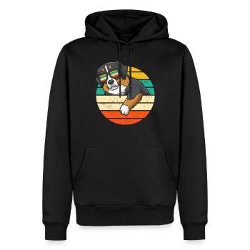Berner Sennenhund Bouvier Bernois Hund Retro - Männer Premium Bio Hoodie - Schwarz - Vorne - Nico (187cm)