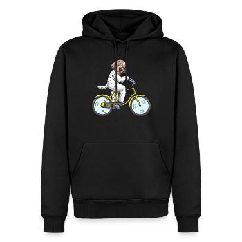 Lagotto Romagnolo chien sur un vélo - Sweat à capuche Premium bio Homme - noir - Devant - Nico (187cm)