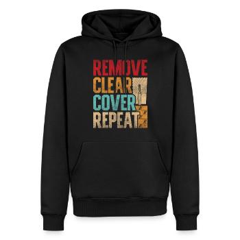 Bodenleger Fliesenleger Remove Clear Cover Repeat - Männer Premium Bio Hoodie - Schwarz - Vorne - Nico (187cm)