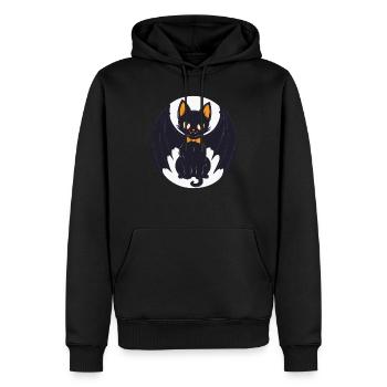 Halloween Schwarze Katze als Vampir - Männer Premium Bio Hoodie - Schwarz - Vorne - Nico (187cm)