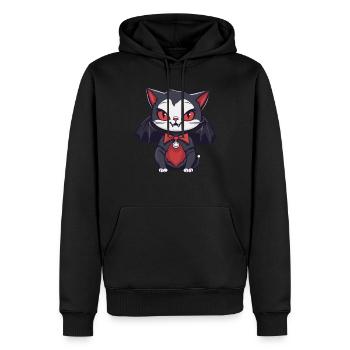 Halloween Schwarze Katze als Vampir - Männer Premium Bio Hoodie - Schwarz - Vorne - Nico (187cm)