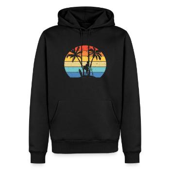 Vintage Surfer Retro Surfing Beach Surf - Männer Premium Bio Hoodie - Schwarz - Vorne - Nico (187cm)