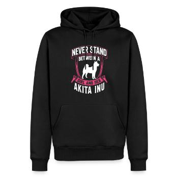 Fille et son Akita Inu Shiba Inu - Sweat à capuche Premium bio Homme - noir - Devant - Nico (187cm)