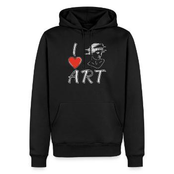 J’AIME LA SCULPTURE D’ART - Sweat à capuche Premium bio Homme - noir - Devant - Nico (187cm)