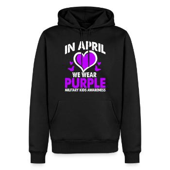 En avril, nous portons du violet - Sweat à capuche Premium bio Homme - noir - Devant - Nico (187cm)