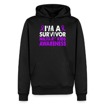 Survivor Military Kids Awareness Month Lila Band - Männer Premium Bio Hoodie - Schwarz - Vorne - Nico (187cm)