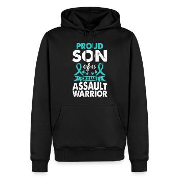 Son of sexual assault Warrior Awareness - Men’s Premium Organic Hoodie - black - Front - Nico (187cm)
