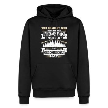 Holzschnitzer Holzschnitzerei - Männer Premium Bio Hoodie - Schwarz - Vorne - Nico (187cm)