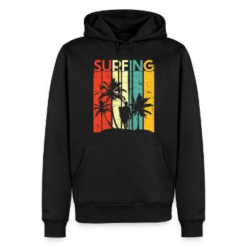 Vintage Surfer Retro Surfing Beach Surf - Männer Premium Bio Hoodie - Schwarz - Vorne - Nico (187cm)