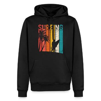 Vintage Surfer Retro Surfing Beach Surf - Männer Premium Bio Hoodie - Schwarz - Vorne - Nico (187cm)