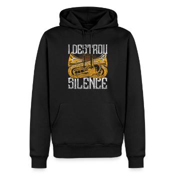 Eufonium Euphoniste I Destroy Silence - Sweat à capuche Premium bio Homme - noir - Devant - Nico (187cm)