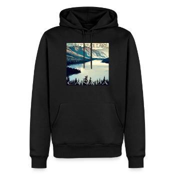 Vacances au Grand Lac de l’Ours, Canada - Sweat à capuche Premium bio Homme - noir - Devant - Nico (187cm)