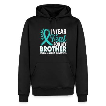 Portez des sarcelles pour l’agression sexuelle du frère - Sweat à capuche Premium bio Homme - noir - Devant - Nico (187cm)