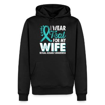 Portez du sarcelle pour le Mois de la conscience - Sweat à capuche Premium bio Homme - noir - Devant - Nico (187cm)
