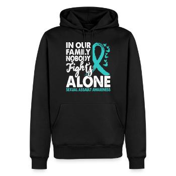 Niemand Kämpft Allein Bewusstsein Für Sexuelle - Männer Premium Bio Hoodie - Schwarz - Vorne - Nico (187cm)